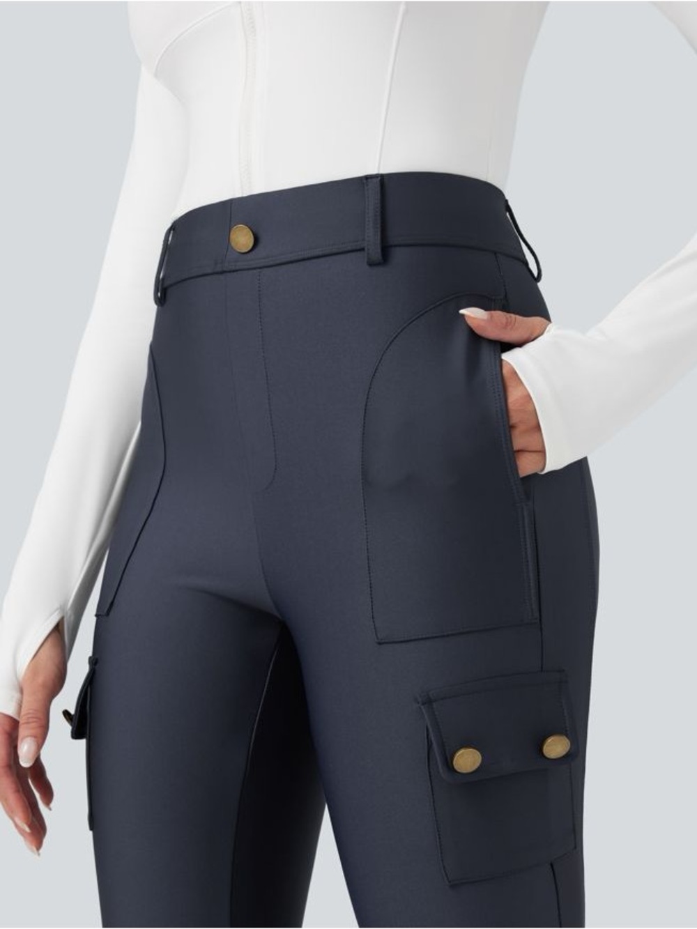 Halara High Waisted Sheen 7/8 Leggings with Pockets xl - Picture 4 of 6